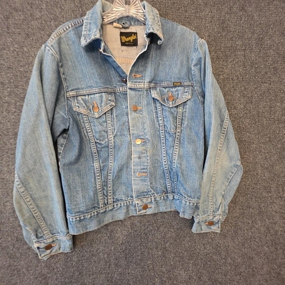 Vtg Wrangler Jacket Mens 36 Blue Denim Bomber Trucker Western Jean Made USA